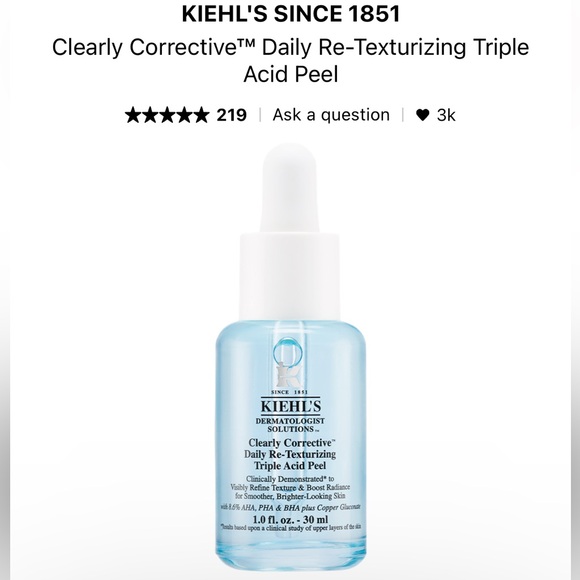 KIEHLS Clearly Corrective daily re-texturizing triple acid peel - Picture 1 of 3